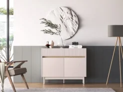 Komoda dwudrzwiowa Dunea z dwiema szufladami 104 cm kaszmir/dąb