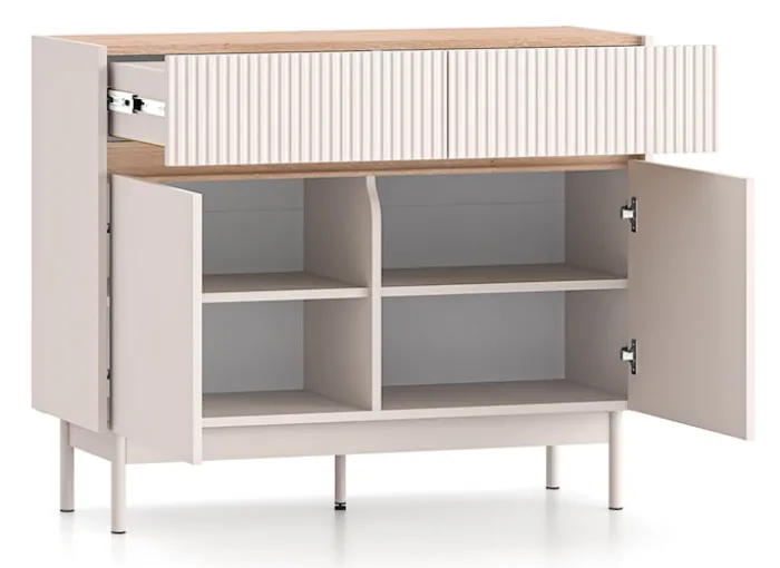 Komoda dwudrzwiowa Dunea z dwiema szufladami 104 cm kaszmir/dąb