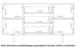 Komoda dwudrzwiowa Klazby 150 cm z trzema szufladami kaszmir lamele