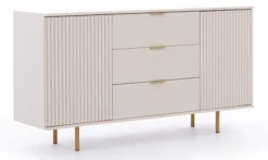 Komoda dwudrzwiowa Klazby 150 cm z trzema szufladami kaszmir lamele