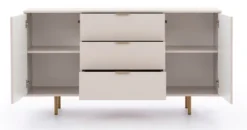 Komoda dwudrzwiowa Klazby 150 cm z trzema szufladami kaszmir lamele