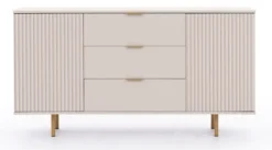Komoda dwudrzwiowa Klazby 150 cm z trzema szufladami kaszmir lamele