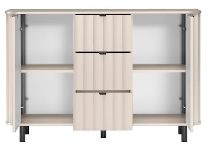 Komoda dwudrzwiowa Novado z trzema szufladami 137 cm kaszmir