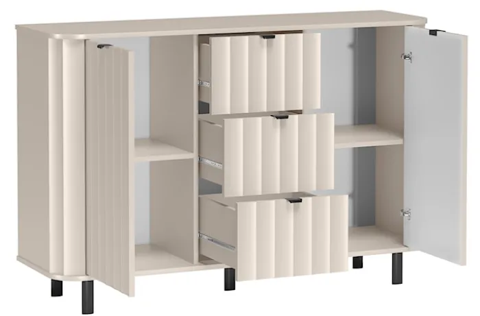 Komoda dwudrzwiowa Novado z trzema szufladami 137 cm kaszmir