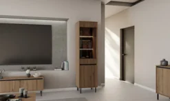 Komoda dwudrzwiowa Osaka z ryflowanymi frontami 100 cm dąb evoke na czarnych nogach
