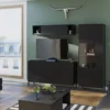 Komoda dwudrzwiowa Perila 150 cm z szufladami czarna