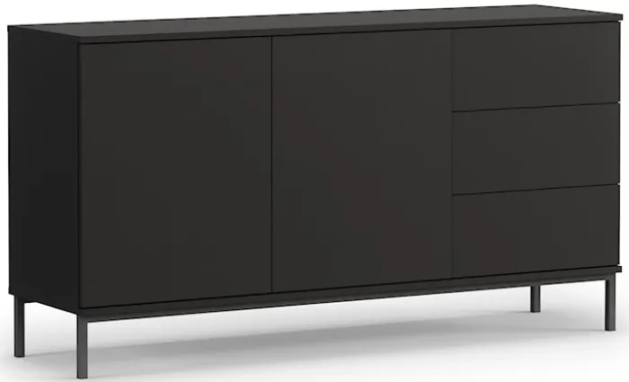 Komoda dwudrzwiowa Perila 150 cm z szufladami czarna