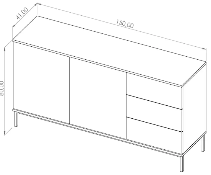Komoda dwudrzwiowa Perila 150 cm z szufladami czarna