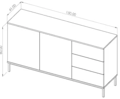 Komoda dwudrzwiowa Perila 150 cm z szufladami biała
