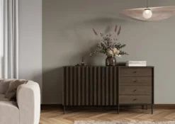 Komoda dwudrzwiowa Piemonte z czterema szufladami 165cm Jesion portland/czarny