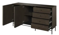 Komoda dwudrzwiowa Piemonte z czterema szufladami 165cm Jesion portland/czarny