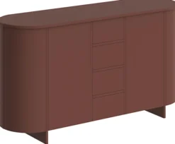 Komoda dwudrzwiowa Reflicy z czterema szufladami 163 cm bordowy mat