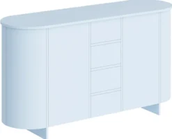 Komoda dwudrzwiowa Reflicy z czterema szufladami 163 cm niebieski mat