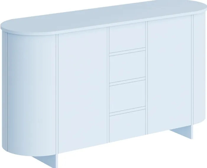 Komoda dwudrzwiowa Reflicy z czterema szufladami 163 cm niebieski mat