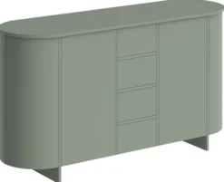 Komoda dwudrzwiowa Reflicy z czterema szufladami 163 cm zielony mat