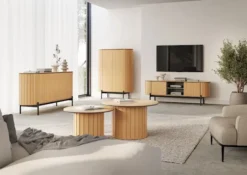 Komoda dwudrzwiowa Rotto niska z ryflami 124 cm dąb vincenza