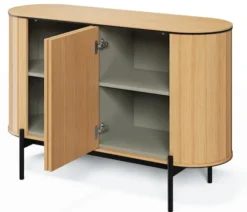Komoda dwudrzwiowa Rotto niska z ryflami 124 cm dąb vincenza