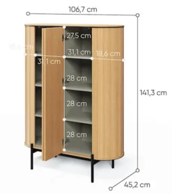 Komoda dwudrzwiowa Rotto wysoka z ryflami 107 cm dąb vincenza