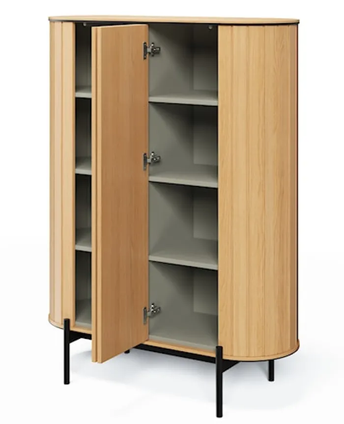 Komoda dwudrzwiowa Rotto wysoka z ryflami 107 cm dąb vincenza