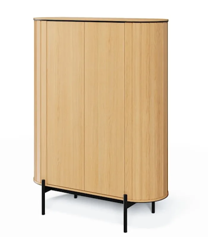 Komoda dwudrzwiowa Rotto wysoka z ryflami 107 cm dąb vincenza