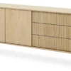 Komoda dwudrzwiowa Tavo z ryflowanym frontem i trzema szufladami 187 cm dąb cremona
