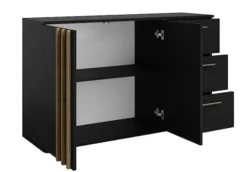 Komoda dwudrzwiowa Tollino z trzema szufladami 120 cm Czarna/Dąb artisan lamele