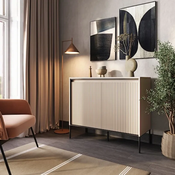 Komoda dwudrzwiowa Trend 98 cm z LED Beżowa
