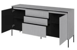 Komoda dwudrzwiowa Trend 166 cm z trzema szufladami z LED Szara