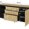 Komoda dwudrzwiowa Trend 166 cm z trzema szufladami z LED Dąb artisan