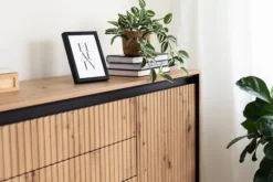 Komoda dwudrzwiowa Trend 166 cm z trzema szufladami z LED Dąb artisan