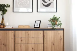 Komoda dwudrzwiowa Trend 166 cm z trzema szufladami z LED Dąb artisan