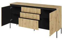 Komoda dwudrzwiowa Trend 166 cm z trzema szufladami z LED Dąb artisan