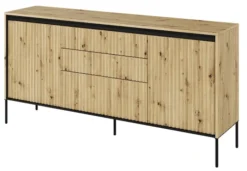 Komoda dwudrzwiowa Trend 166 cm z trzema szufladami z LED Dąb artisan