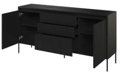 Komoda dwudrzwiowa Trend 166 cm z trzema szufladami z LED Czarna