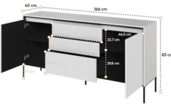 Komoda dwudrzwiowa Trend 166 cm z trzema szufladami z LED Biała