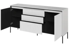 Komoda dwudrzwiowa Trend 166 cm z trzema szufladami z LED Biała