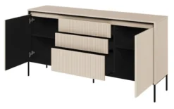 Komoda dwudrzwiowa Trend 166 cm z trzema szufladami z LED Beżowa