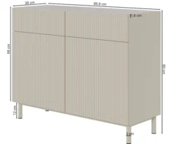 Komoda dwudrzwiowa Veldio New z frezowanym frontem i dwiema szufladami 100 cm czarna