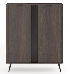 Komoda dwudrzwiowa Veris wysoka z ryflami 113 cm dąb dunin z czarnymi nóżkami