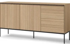 Komoda dwudrzwiowa Visso z dwiema szufladami 167 cm dąb linearny