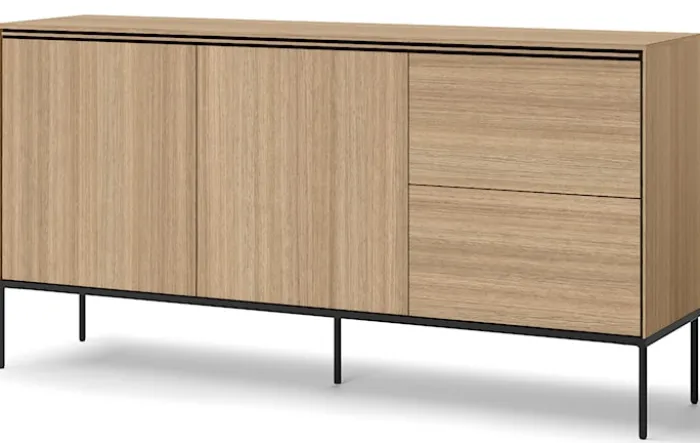 Komoda dwudrzwiowa Visso z dwiema szufladami 167 cm dąb linearny