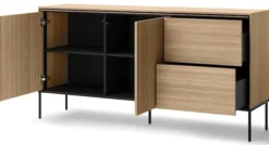 Komoda dwudrzwiowa Visso z dwiema szufladami 167 cm dąb linearny