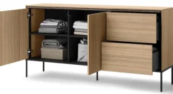 Komoda dwudrzwiowa Visso z dwiema szufladami 167 cm dąb linearny