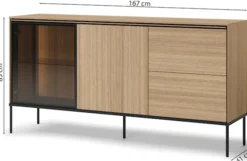 Komoda dwudrzwiowa Visso z witryną i oświetleniem 167 cm dąb linearny