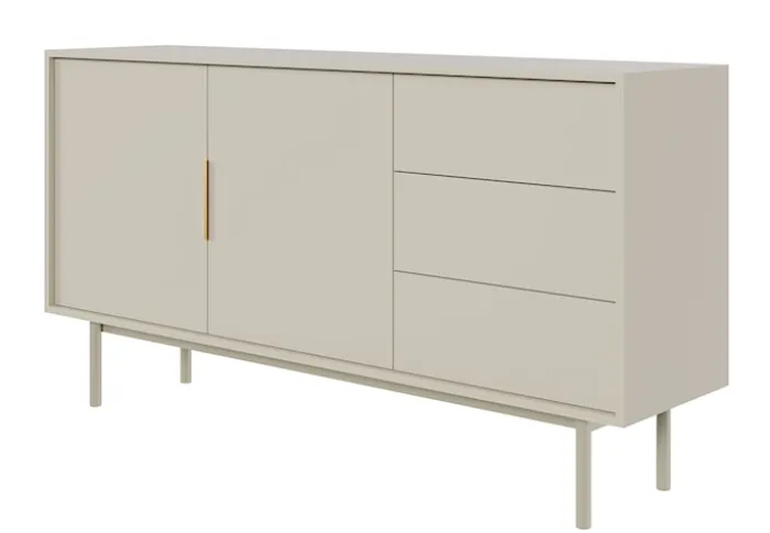 Komoda dwudrzwiowa Viviaro z trzema szufladami 154 cm kaszmir