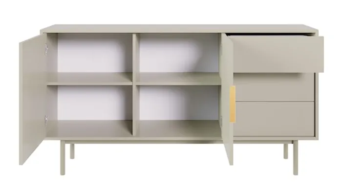 Komoda dwudrzwiowa Viviaro z trzema szufladami 154 cm kaszmir