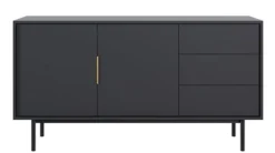 Komoda dwudrzwiowa Viviaro z trzema szufladami 154 cm Czarna