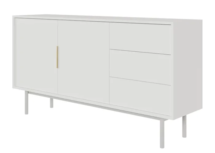 Komoda dwudrzwiowa Viviaro z trzema szufladami 154 cm Biała