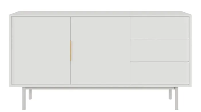 Komoda dwudrzwiowa Viviaro z trzema szufladami 154 cm Biała