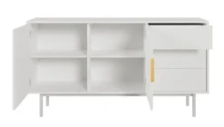 Komoda dwudrzwiowa Viviaro z trzema szufladami 154 cm Biała